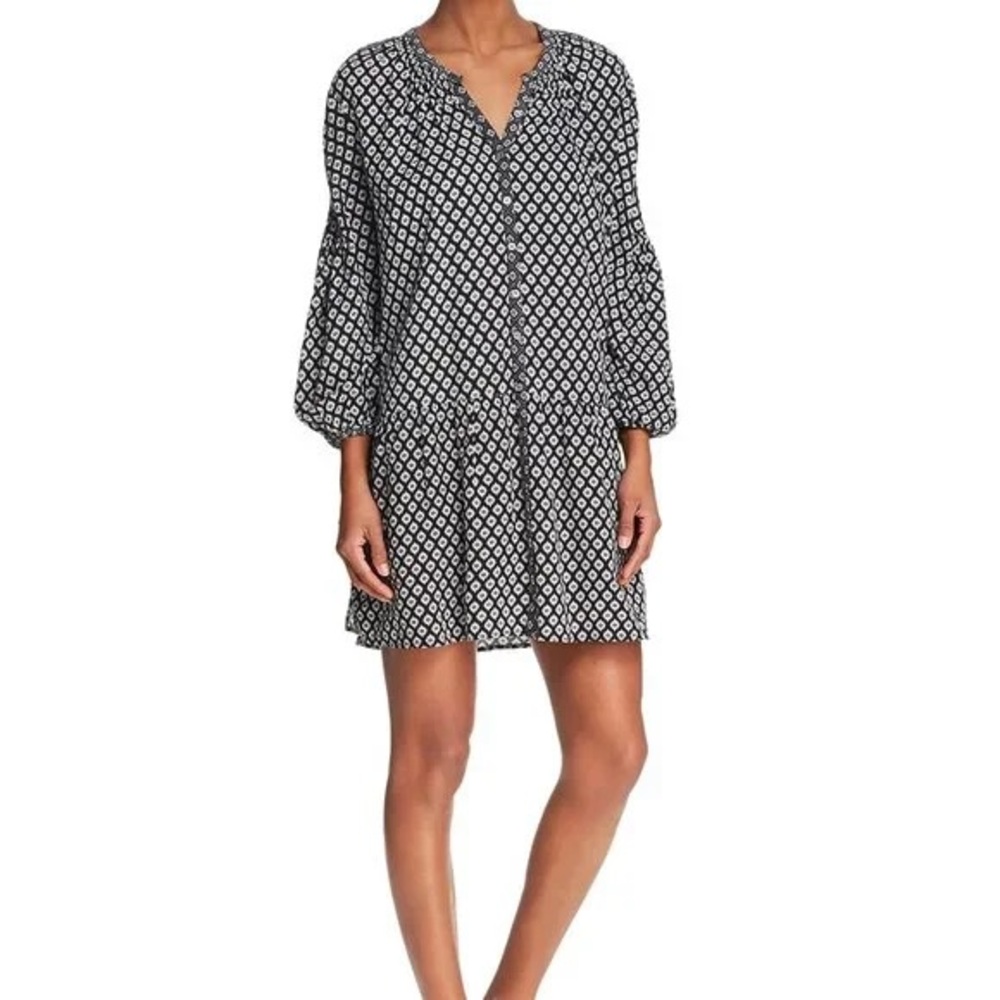 Joie Black and White Long Sleeve Dress